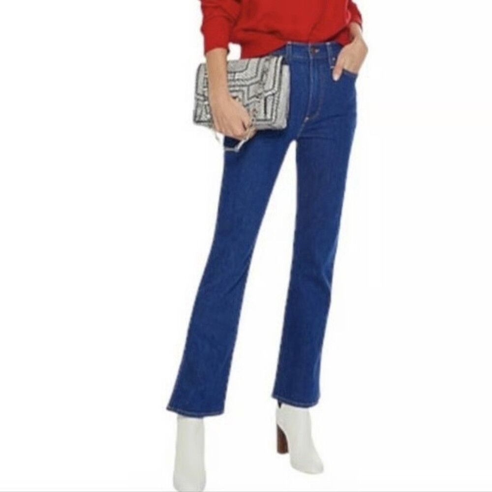Alice + Olivia AO Fabulous High Rise Baby Boot Split Hem Jeans Enough Said 27
